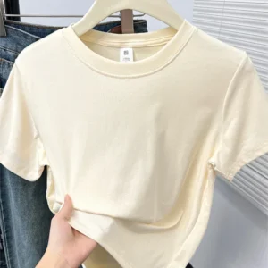 2026 Summer New High Quality Casual T Shirt Sexy Short Sleeved Sleeves Fashion Trend Solid Women Clothing Y2k Tops