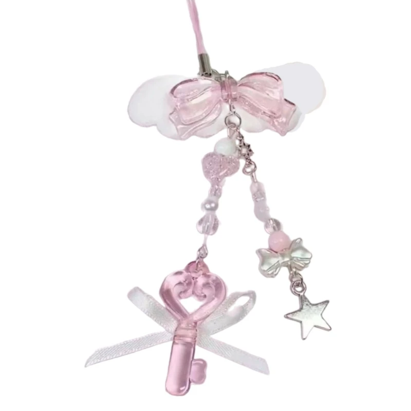 Sweet Bowknot Pendant Phone Chain Rope Wing Keychain Handmade Cellphone Strap Lanyard Acrylic Keyring Bag Ornament - Image 10