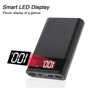 4x18650 DIY Power Bank Box 15000mAh Super Fast Charging Box with Digtal Display for for Samsung for iPhone