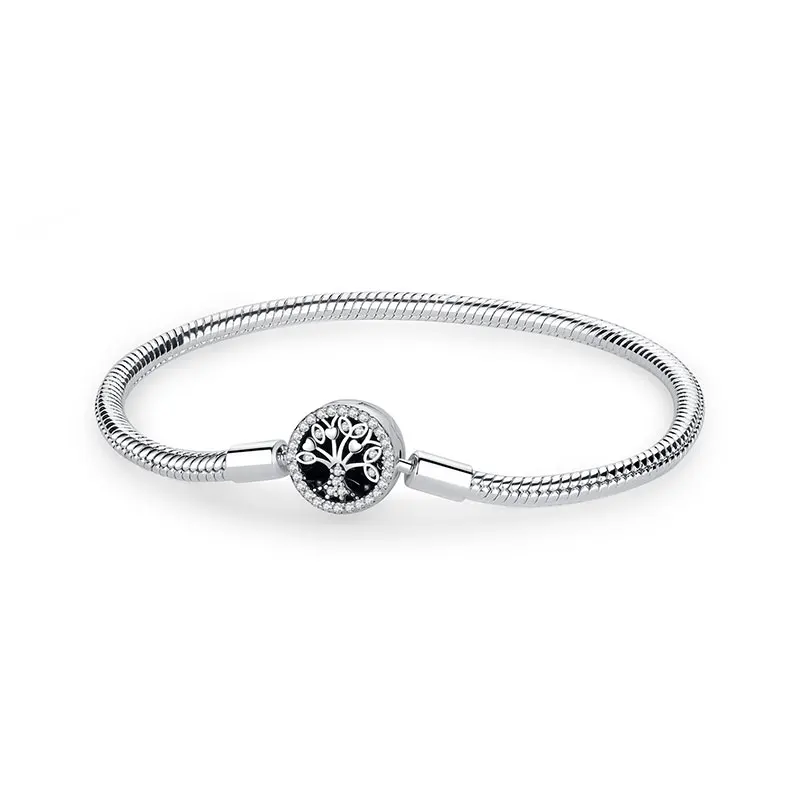 Original 925 Sterling Silver Bracelets Bangles Love Heart Clip Charms Beads Snake Chains For Women Rose Gold DIY Luxury Jewelry - Image 21