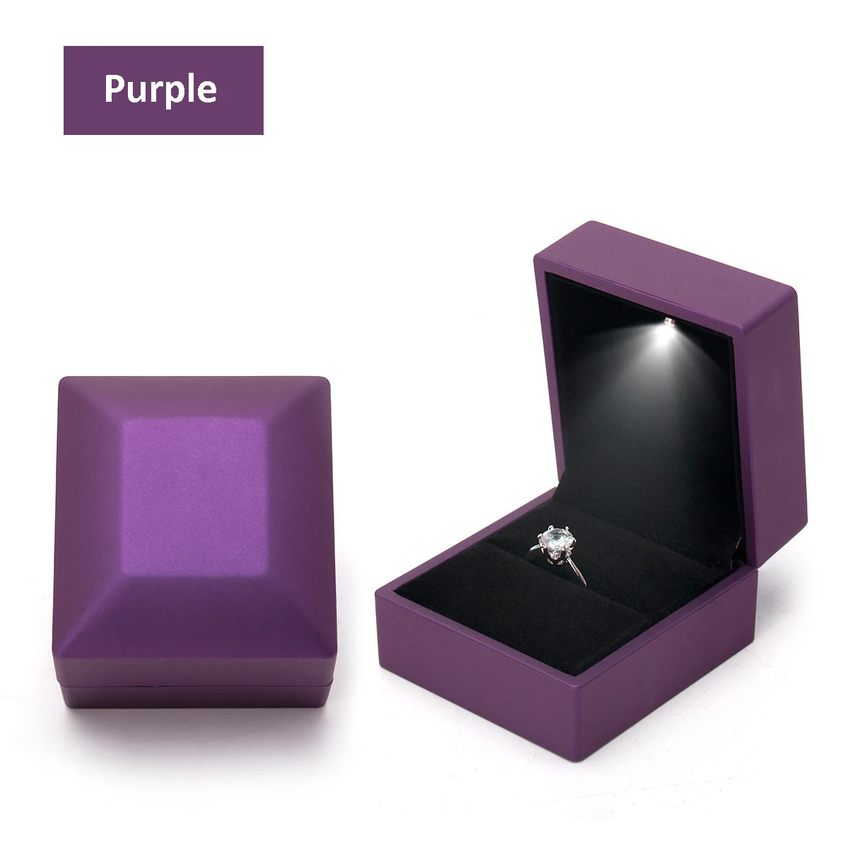 1 Pcs LED Jewelry Ring Box Luxury Velvet Rubber Necklace Pendant Gifts Display With Light For Proposal Engagement Wedding Case - Image 23