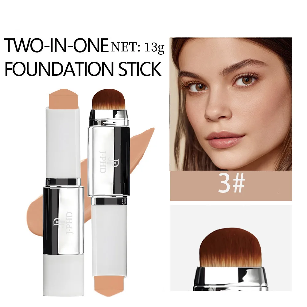 Two-in-one Brush Head Foundation Stick, Lightweight and Smooth, Long-lasting Coverage, Creating A Perfect Makeup Effect - Image 5