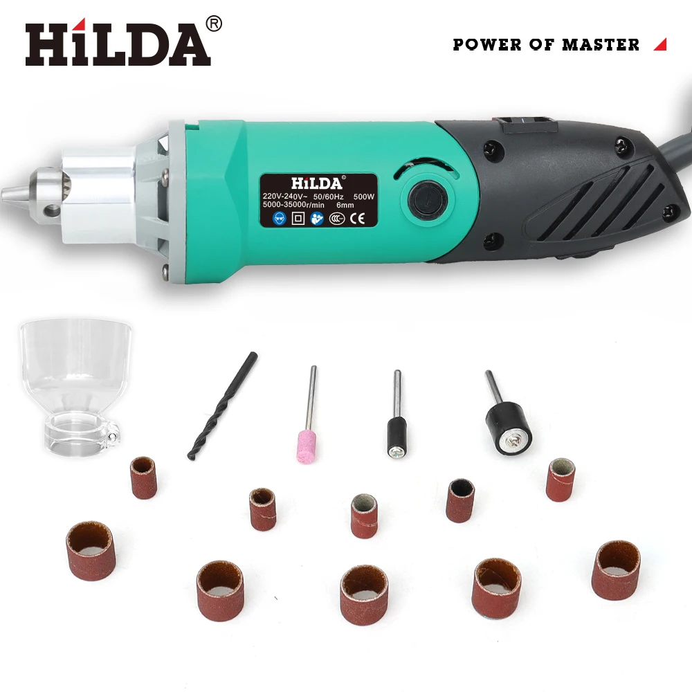 HILDA 500W Green Engraver Electric Drill 6-Position Variable Speed High-Power Woodworking Rotary Tools Set Grinder Polishing - Image 8