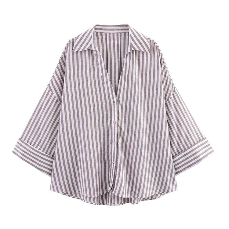 HipSeam Wide Sleeved Shirt Women Spring Asymmetric Hem Button Women's Shirts Simple Lady Johnny Collar Shirts & Blouses - Image 13