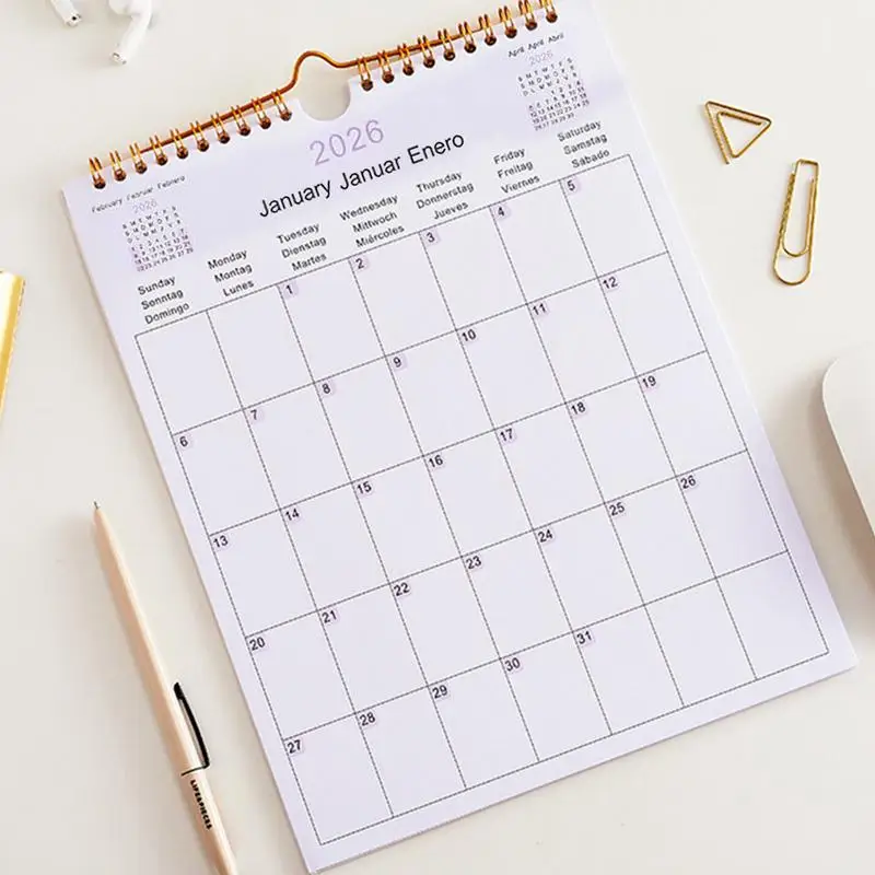 2025Calendar 2025-2026 - 12 Months Wall Calendar from July 2025 to June 2026, Multilingual Coil Planner Agenda Office Wall Calen - Image 2