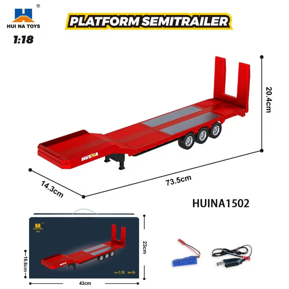 HUINA 1501 770S Alloy Tractor 19CH RC Truck 1/18 2.4G remote control Engineering Trailer Truck with Light and Sound Toys - Image 6