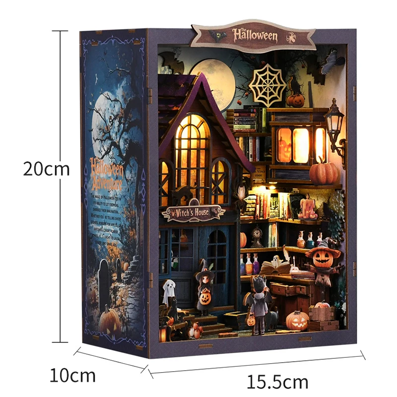 DIY Wooden Book Nook Insert Kit Doll Houses Building Toys Bookends Bookshelf Decor DollHouses Toys For Kids Xmas Gifts - Image 12