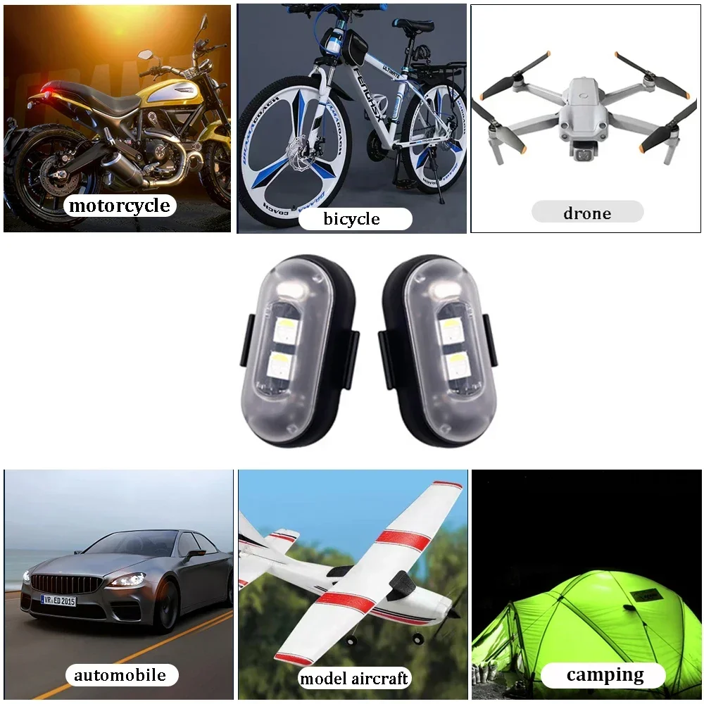 Wireless Remote LED Strobe Light Car Motorcycle Bike Warning Decor Lamp USB Rechargeable Aircraft Indicator 8 Colors Car Lights - Image 5