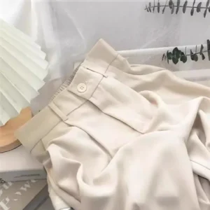 High Waist Women Suit Pants Fall Straight Office Ladies Korean Fashion Trousers Casual Button Loose Female Black Pants New 2024