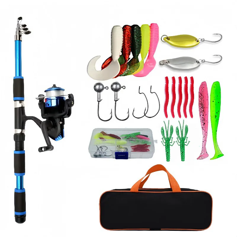 Fishing Pole Set Full Kits With Telescopic Fishing Rod And Spinning Reel Baits Hooks Travel Pole Set - Image 10