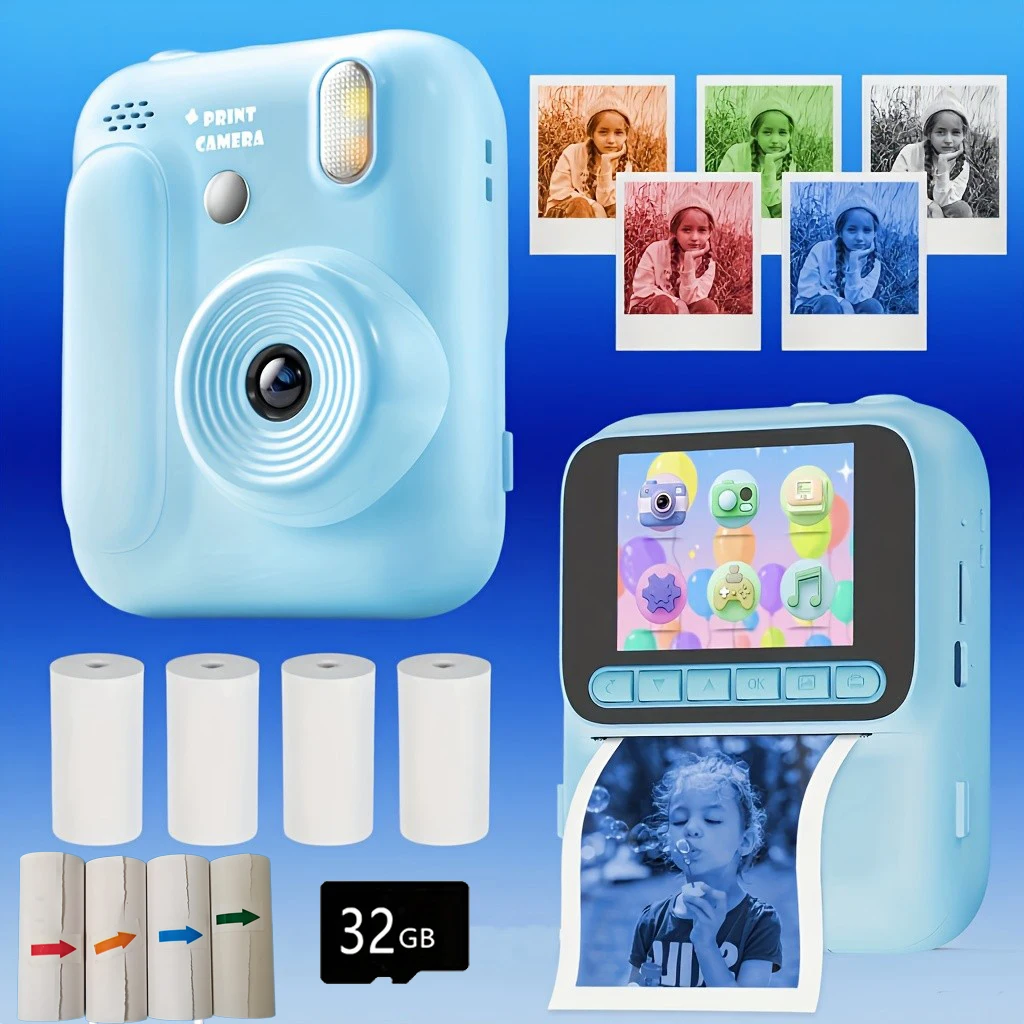 Color Printing Camera Kids Instant Camera 32GB 1080P Thermal Print Digital Camera Print Photo Video Games Music Children Gift - Image 29