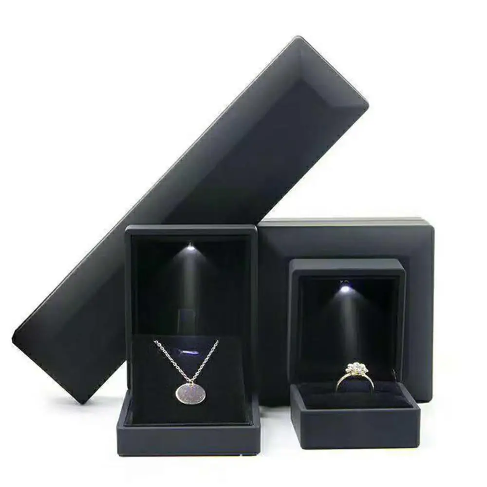 1 Pcs LED Jewelry Ring Box Luxury Velvet Rubber Necklace Pendant Gifts Display With Light For Proposal Engagement Wedding Case - Image 37