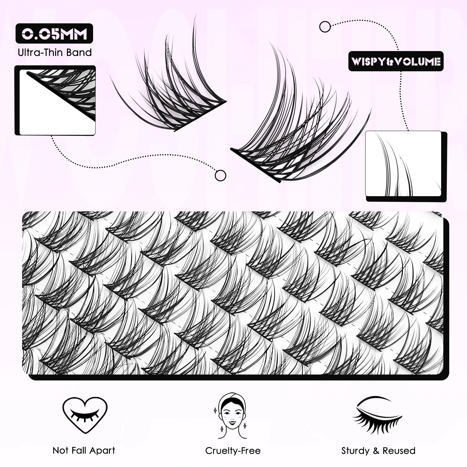 WOSHEER Lashes Cluster Kit Cat Lashes DIY Natural Eyelash Extension Kit Lash Bond & Seal Eyelash Clusters Set Makeup - Image 6