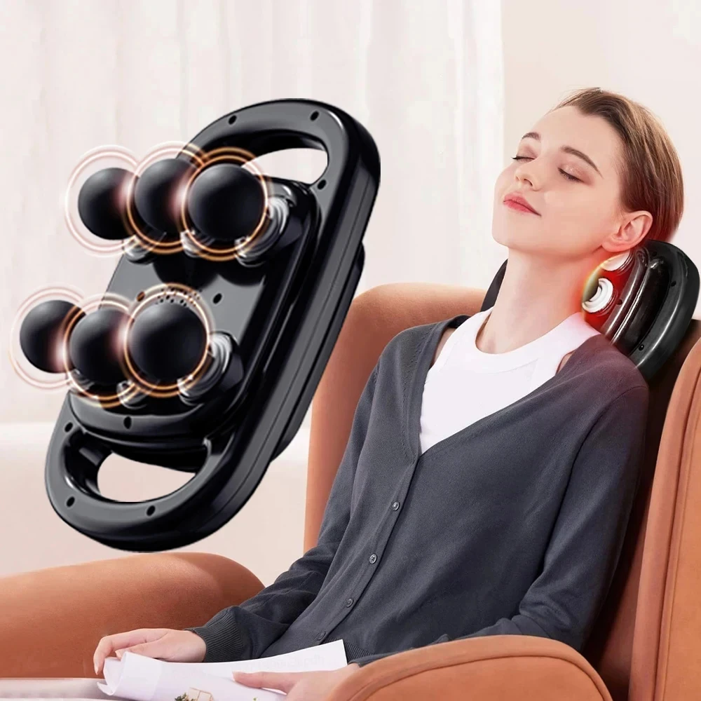 6 Head Massage Gun for Muscle Relief Deep Tissue Percussion for Neck Cervical Spine Full Body - Image 2