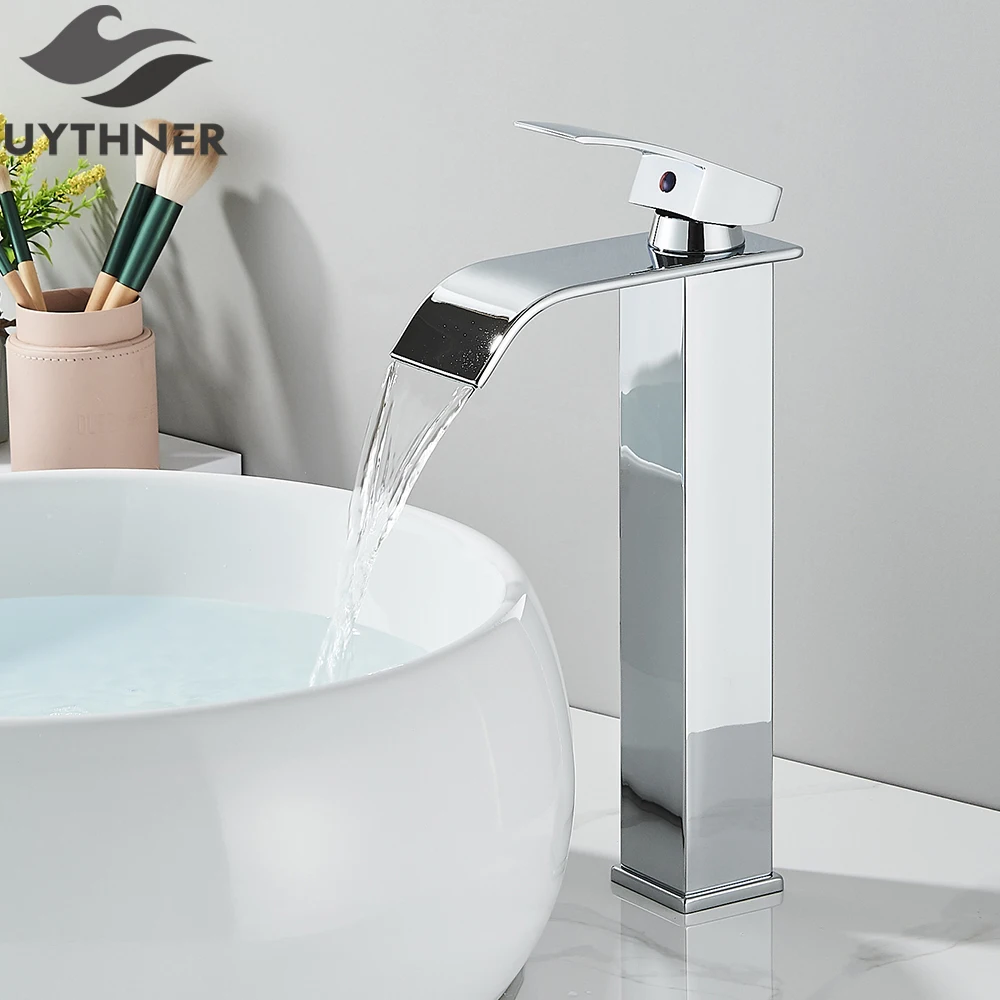 Brushed Golden Basin Faucets Elegant Waterfall Bathroom Sink Faucet Single Lever Hole Deck Mount Brass Mixer Taps - Image 16