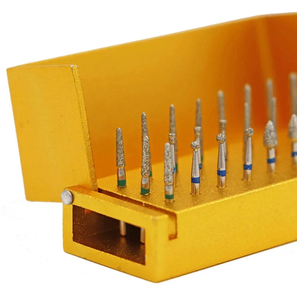 30 Pcs/Set Aluminium Dental Burs Kit With Holder Dental Diamond Burs For High Speed Handpiece Turbine Burs Disinfection Box - Image 4