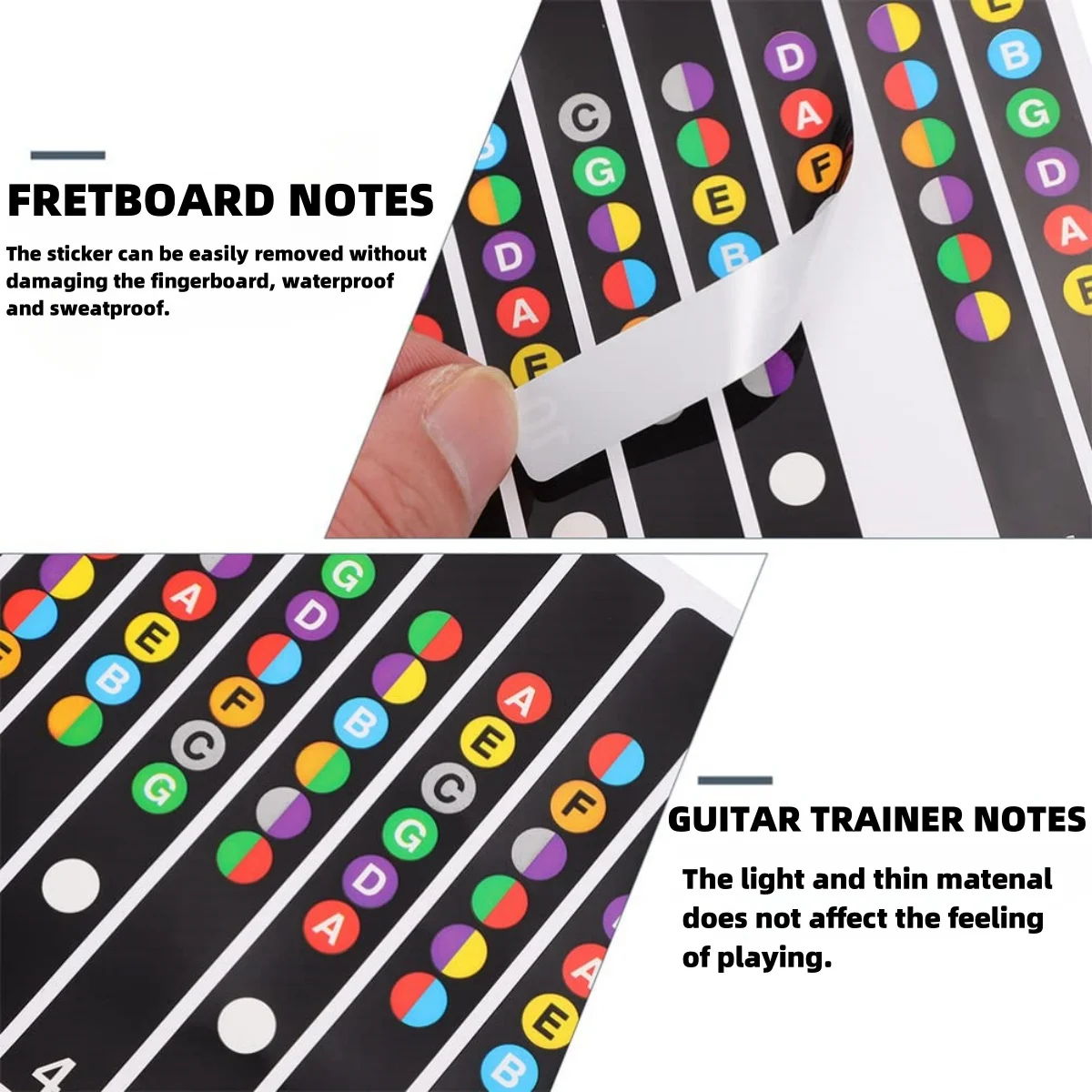 Miwayer Guitar Fretboard Notes Map Labels Stickers 6 String Transparent and Black Fingerboard Fret Decals for Guitar Beginner - Image 3