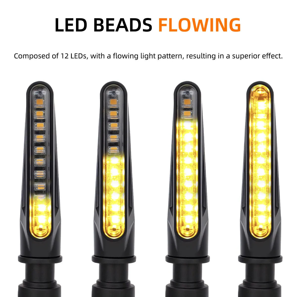 4Pcs Motorcycle Flash Flowing Turn Signal Light High Brightness CSP 2835 SMD Motorcycle Turn Signal Warning Lamp 12V Universal - Image 4