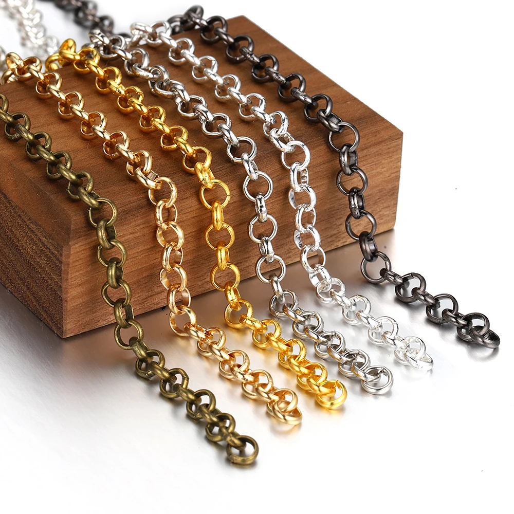 2Meters Gold Color Round O Shape Necklace Bracelet Accessories 3.2/4.8/5.8mm Copper Chains For DIY Jewelry Making Components - Image 5