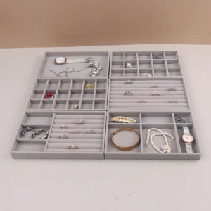Velvet Jewelry Display Stackable Exquisite Jewellery Holder Portable Ring Earrings Necklace Organizer Box organizator de boys