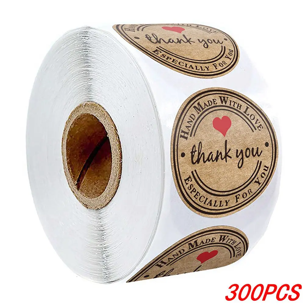 100-500pcs 1inch Vintage Kraft Paper Handmade With Love Stickers for Package Thank You Stationery Adhesive Labels Baking Seals - Image 21