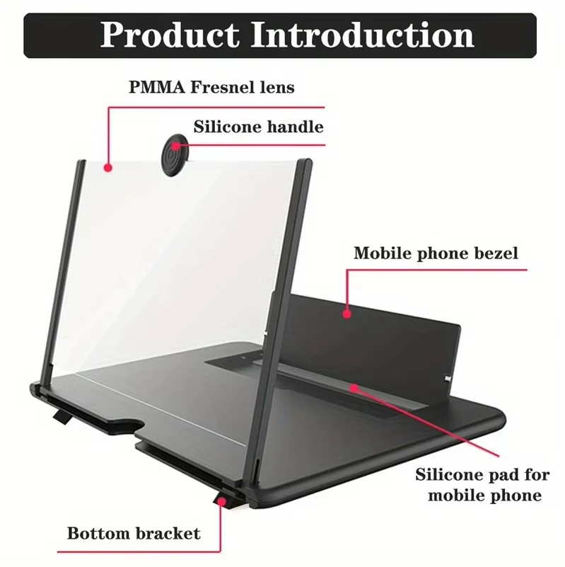 3D HD Phone Screen Amplifier Projector, Foldable Stand for Movies Videos Games, Compatible with All 10 Inch Smartphones - Image 5