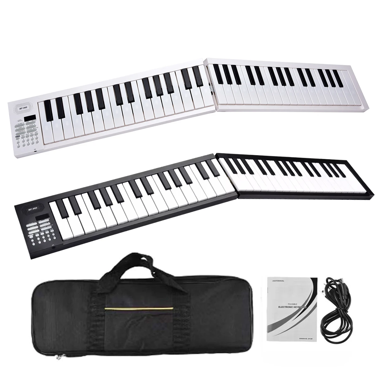 Miwayer 61 Keys Foldable Electronic Piano Keyboard for Beginners, Built-in Rechargeable Battery,25 Demo Songs,16Tones&100Rhythms