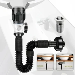 Stainless Steel Basin Odor Proof Drainage Pipe Set Drain Washbasin Sink Wall Drain Horizontal Drainage Pipe Kitchen Accessories