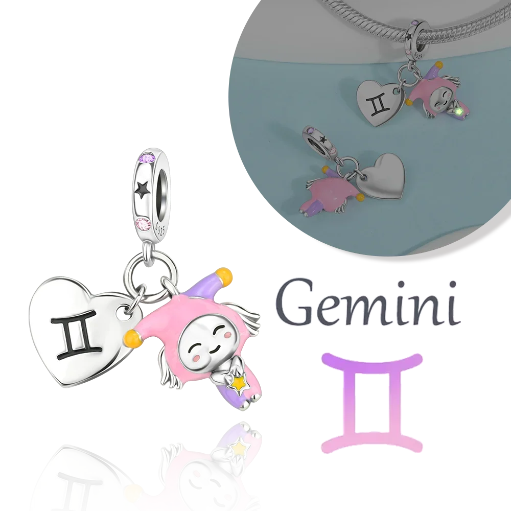 925 Sterling Silver 12 Months Birthstone Heart-shaped Beads Charms Fit Original Bracelet Charm Beads Necklace Diy Female Jewelry - Image 7