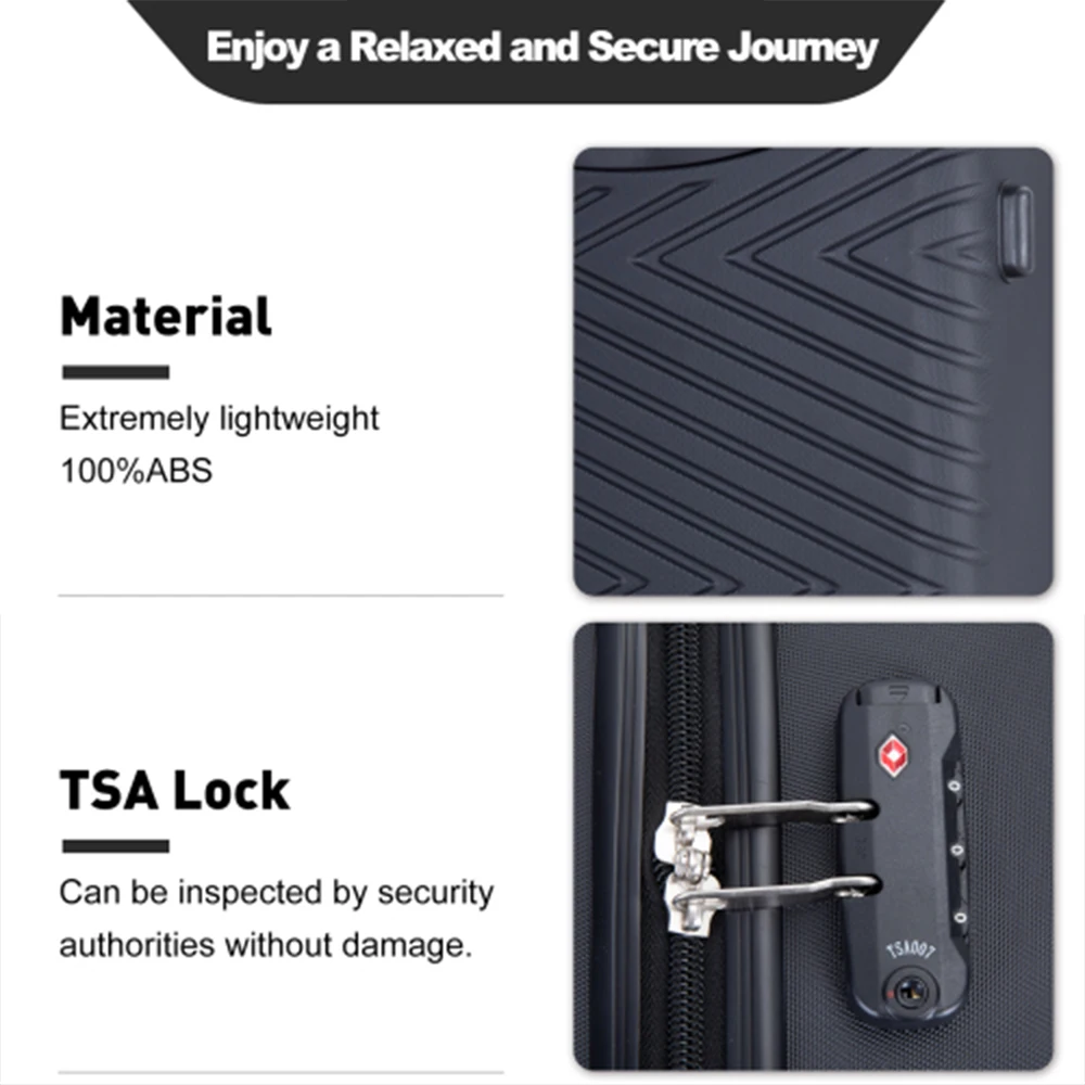 Travelhouse Luggage set 4-Piece ABS Suitcase With Spinner Wheels,24 Inch and 28 Inch with TSA Lock,16,20 inche Carry on Luggage - Image 4