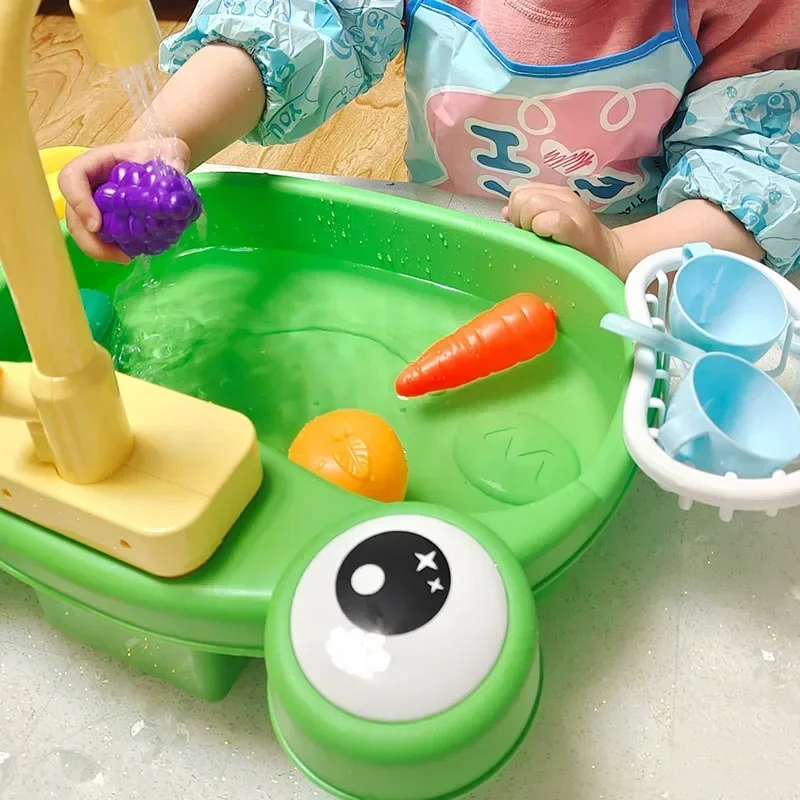 Children's Play Kitchen Toys Water Pretend Play House Kids Can Drain Wash Basin Sink Kids Kitchen Set Toy for Boys Girls Gifts - Image 2
