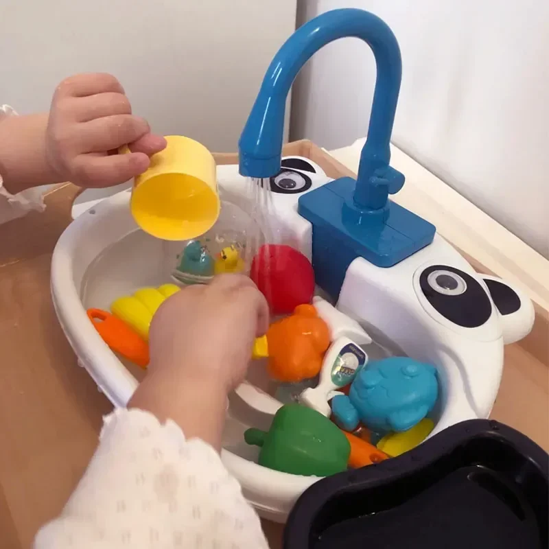 Children's Play Kitchen Toys Water Pretend Play House Kids Can Drain Wash Basin Sink Kids Kitchen Set Toy for Boys Girls Gifts - Image 3