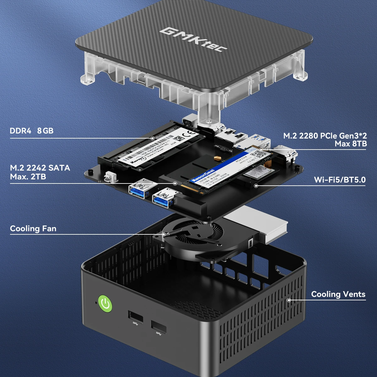 GMKtec G3S Mini PC Intel Alder Lake N95 Windows 11 Pro Mini PC 8GB DDR4 128/256GB PCIe M.2 SSD WiFi 5 BT5.0 Desktop Computer - Image 4