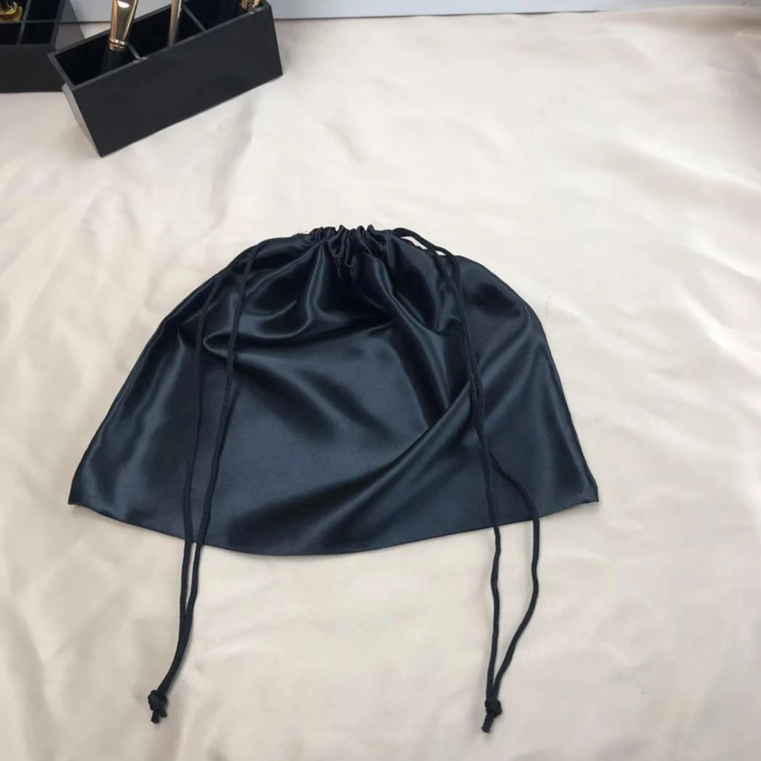 Large Silk Satin Drawstring Care Bag Custom Wigs Storage Dust Proof Packaging Pouch Black Reusable Sack Handbag Shoes Travel Bag - Image 19