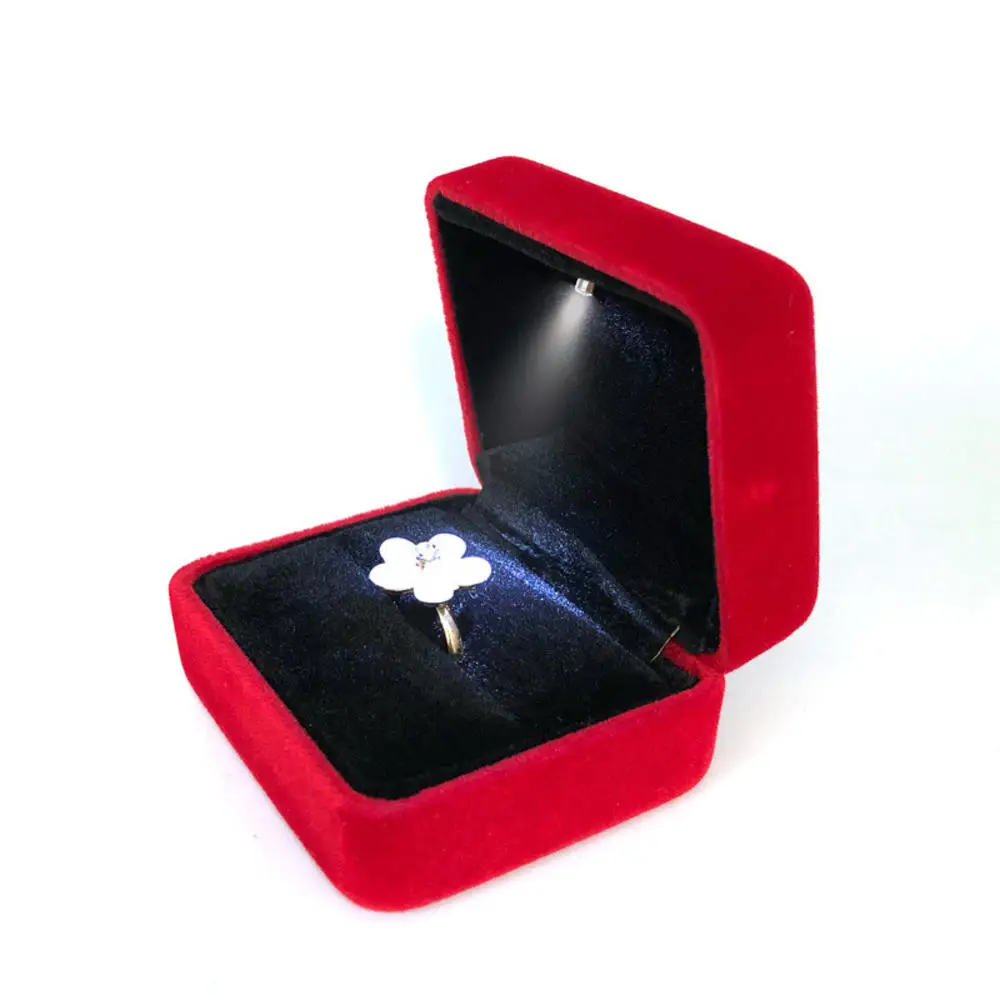 1 Pcs LED Jewelry Ring Box Luxury Velvet Rubber Necklace Pendant Gifts Display With Light For Proposal Engagement Wedding Case - Image 12