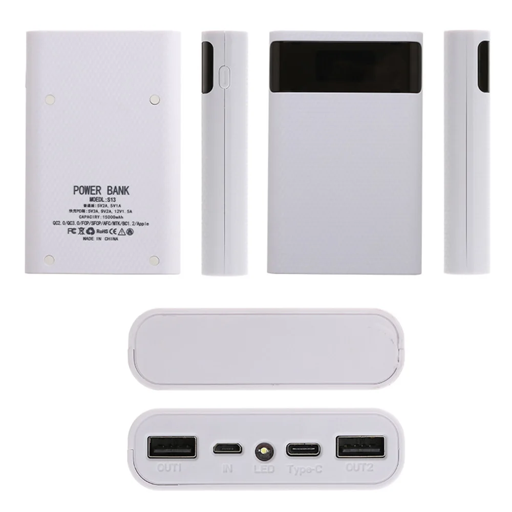 4x18650 DIY Power Bank Box 15000mAh Super Fast Charging Box with Digtal Display for for Samsung for iPhone - Image 3