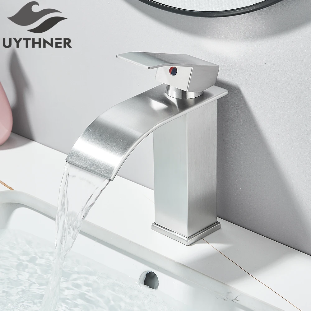 Brushed Golden Basin Faucets Elegant Waterfall Bathroom Sink Faucet Single Lever Hole Deck Mount Brass Mixer Taps - Image 13