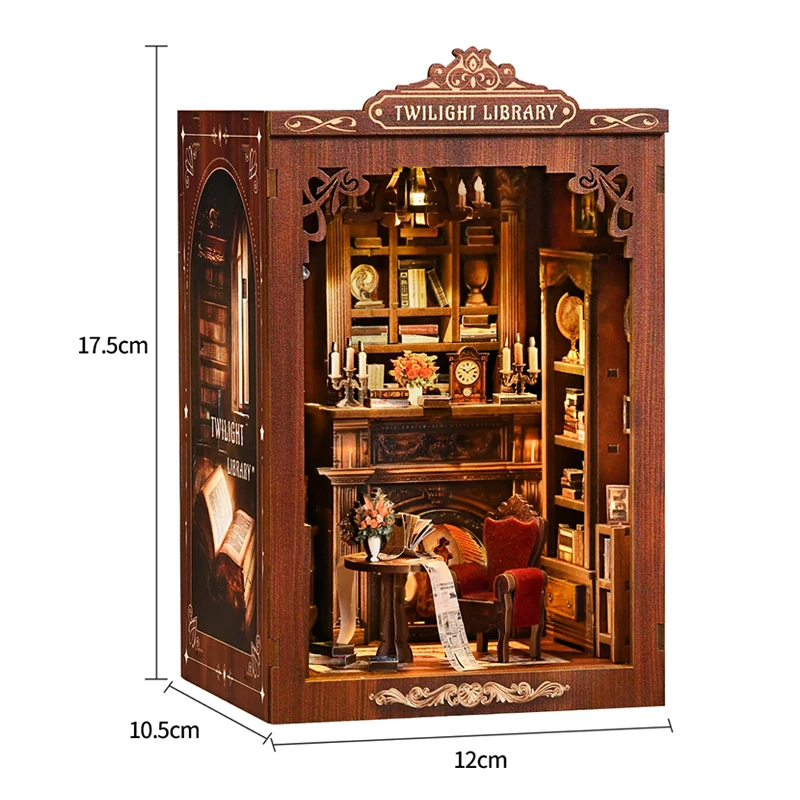 DIY Wooden Book Nook Insert Kit Doll Houses Building Toys Bookends Bookshelf Decor DollHouses Toys For Kids Xmas Gifts - Image 23