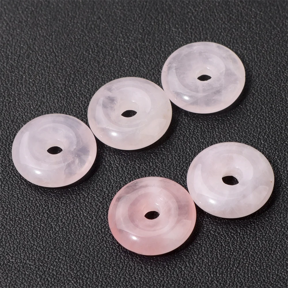 Natural Stone Donut Beads Charm Flat Round Large Hole Crystal Quartz Beads Beads For DIY Jewelry Making Peace Buckle Charm - Image 18