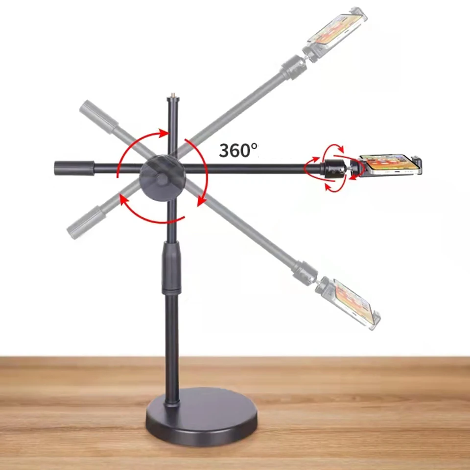 Overhead Tripod Table Tabletop Shooting Stand Tripods with Mobile Phone Holder Boom Arm for Smartphones Photography - Image 4