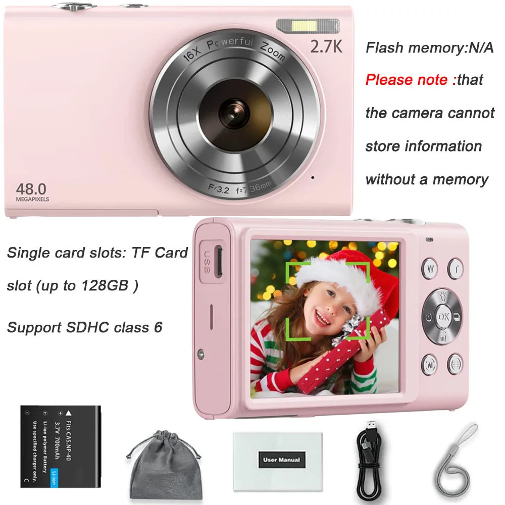 4K Digital Camera Autofocus Vlogging Camera HD 48MP with 2.8" Large Screen Camcorder Camera for Photography for Kid Adult - Image 9
