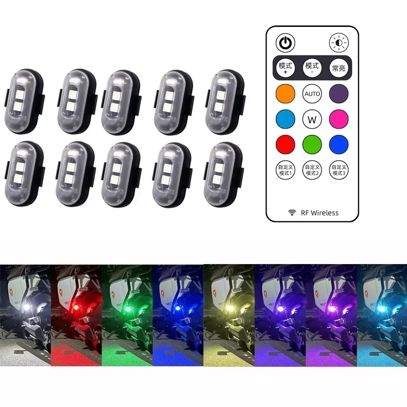 Wireless Remote LED Strobe Light Car Motorcycle Bike Warning Decor Lamp USB Rechargeable Aircraft Indicator 8 Colors Car Lights - Image 3