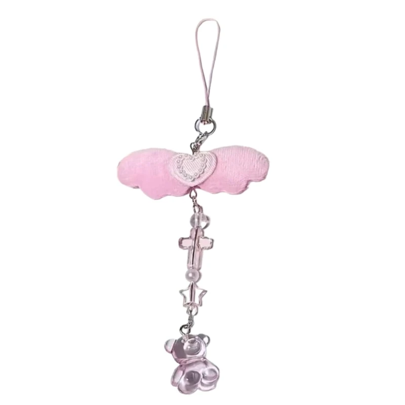 Sweet Bowknot Pendant Phone Chain Rope Wing Keychain Handmade Cellphone Strap Lanyard Acrylic Keyring Bag Ornament - Image 11