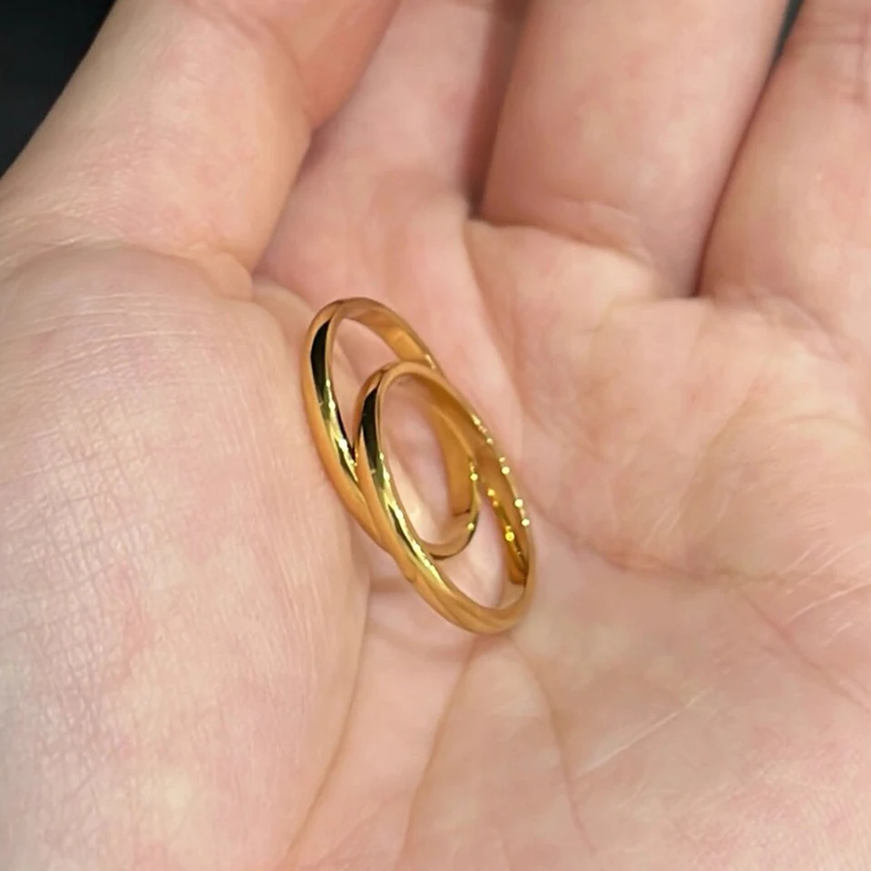 Stainless Steel Rings Gold Color/Silver ColorAnti-allergy Smooth Simple Wedding Couples Rings Bijouterie - Image 3