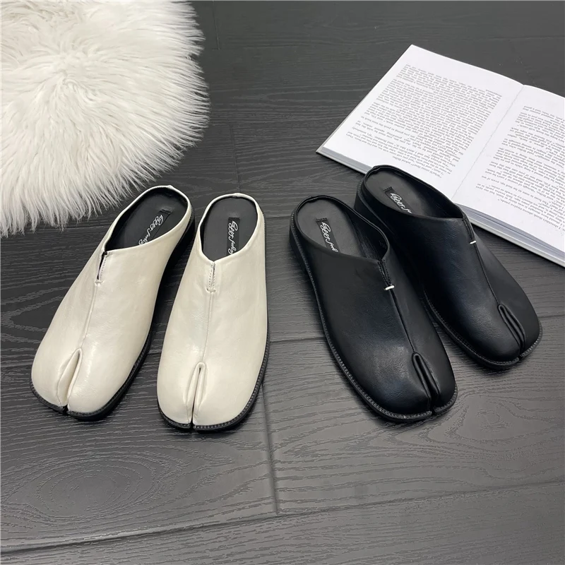 New Fashion Tabi Ninja Flats Leather Split Toe Flat Shoes Woman Cozy Loafers Female Casual Low Heels Ladies Muller Shoes - Image 4
