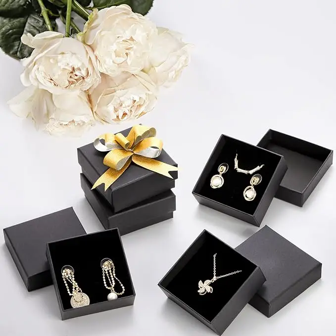 1PCS Black Square Jewelry Display Gifts Box Organizer Engagement for Ring Earring Brooch Necklace Bracelet Packaging Boxes - Image 6