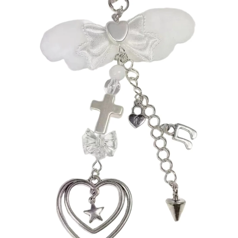 Sweet Bowknot Pendant Phone Chain Rope Wing Keychain Handmade Cellphone Strap Lanyard Acrylic Keyring Bag Ornament - Image 9