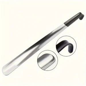 [Stainless Steel Shoehorn] Long Handle Ergonomic Stainless Steel Shoehorn | 16.5"/42cm | Easy-Grip Metal Shoe Horn for Seniors