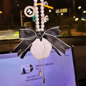 Car Hanging Gypsum Air Freshener With Essential Oil Camellia Perfume for Car Styling Air Purifier Interior Decorations Ornament