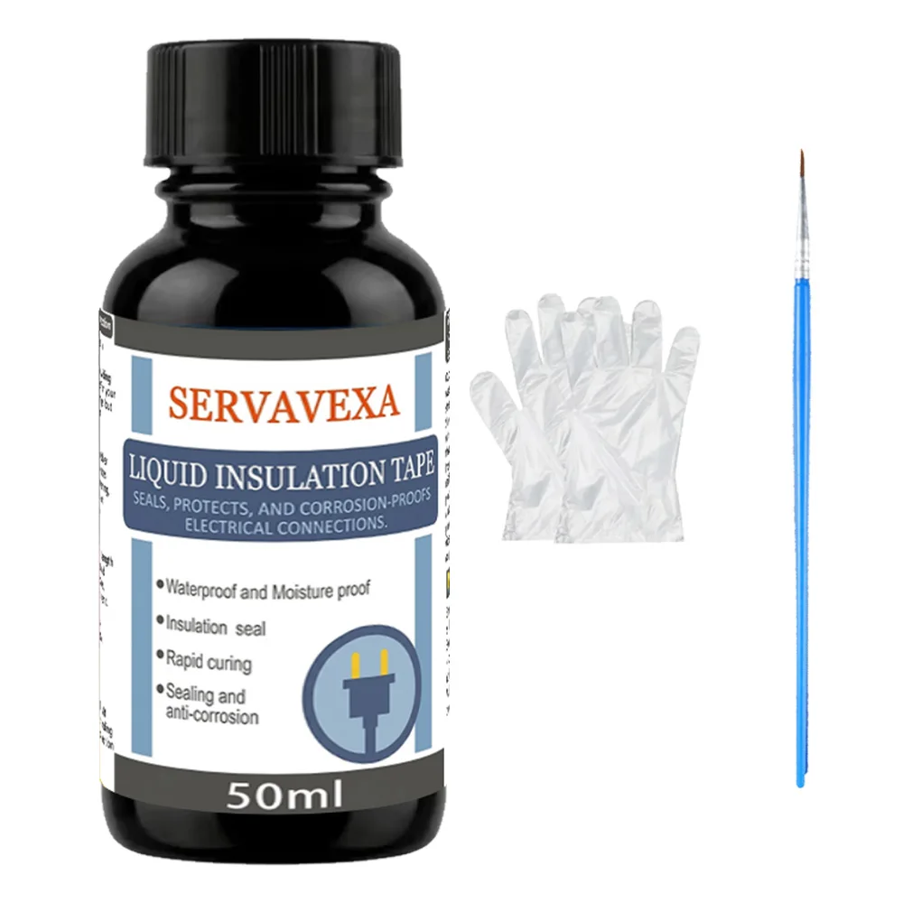 SERVAVEXA Liquid Electrical Tape Kit, Waterproof Insulation Sealant with Brush & Gloves, Rapid Curing for Outdoor Wiring - Image 10